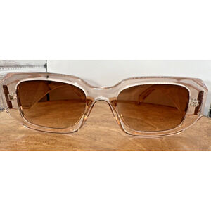 Mosanana Pink Rectangle Sunglasses Vintage‎ Retro Fashion Trendy Clear 68-13-132